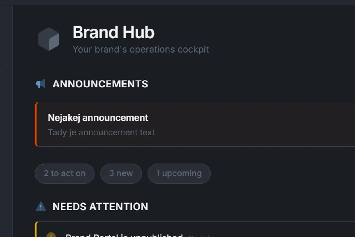 The Brand Hub: an announcement and what needs attention today